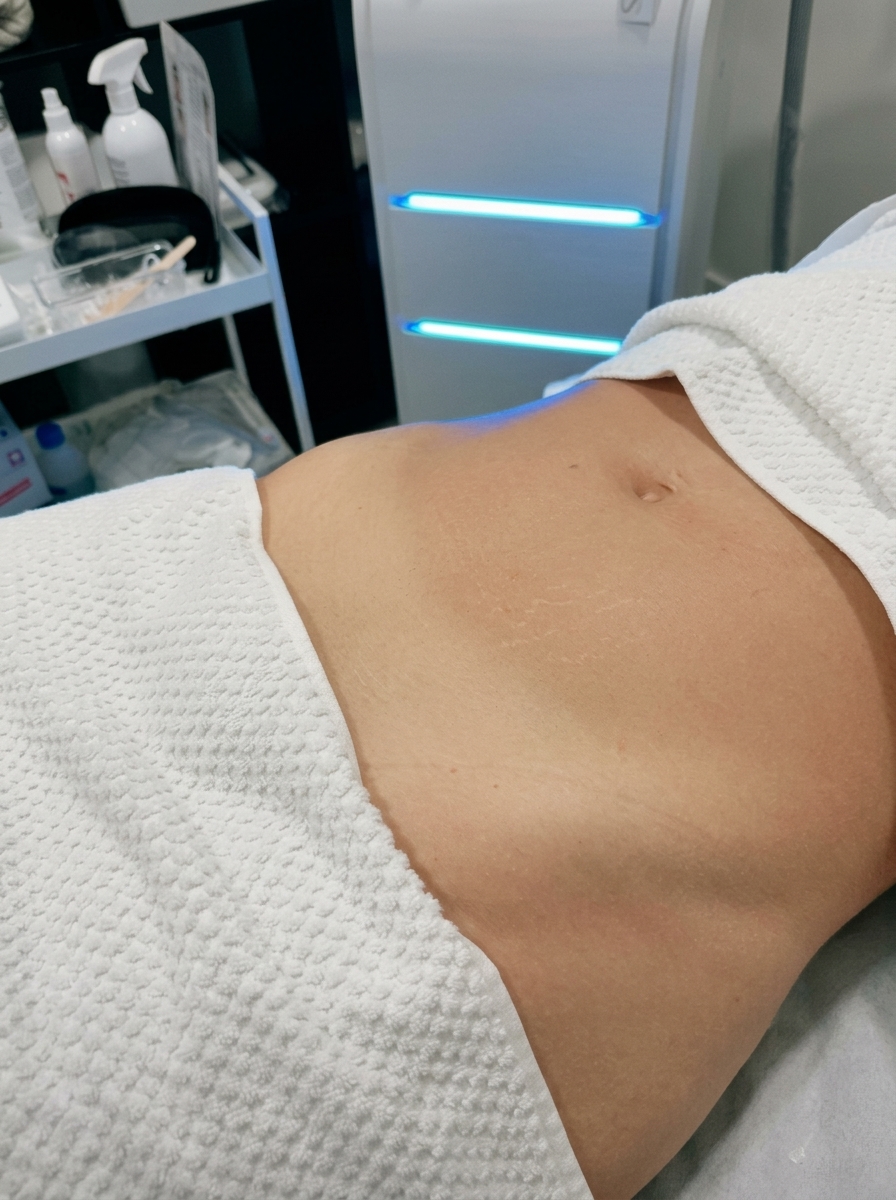 Aplicação de laser em tratamento estético corporal